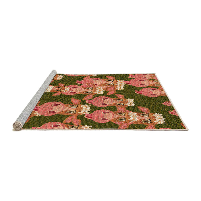 Sideview of Machine Washable Transitional Mahogany Brown Rug, wshpat2926org