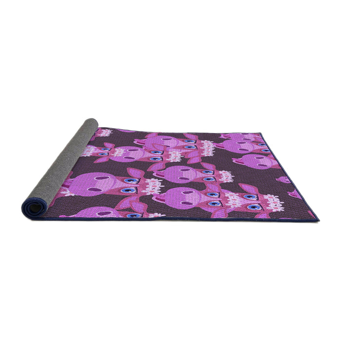 Thickness of Patterned Dark Pink Rug, pat2926pur
