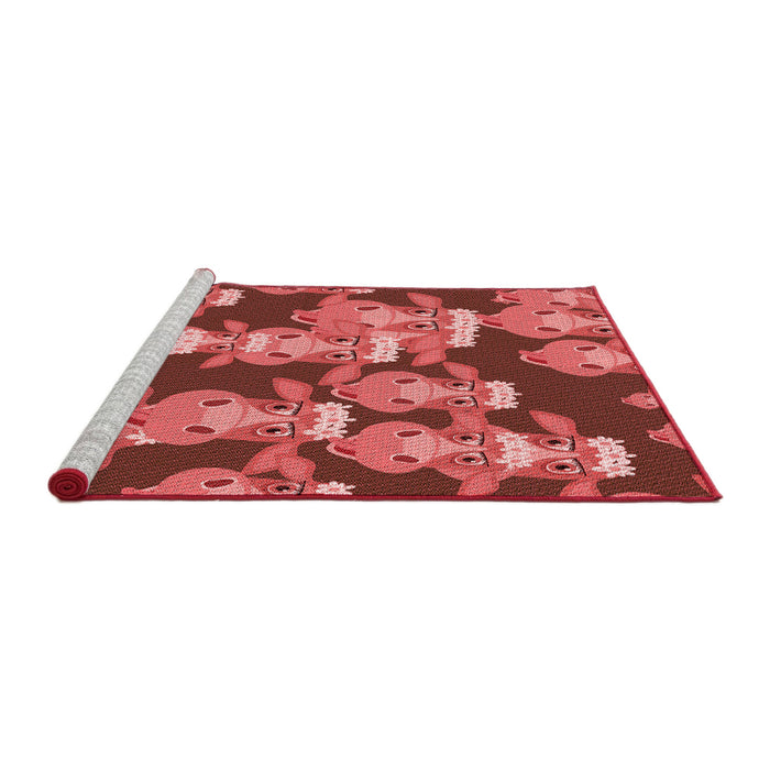 Sideview of Machine Washable Transitional Red Rug, wshpat2926rd