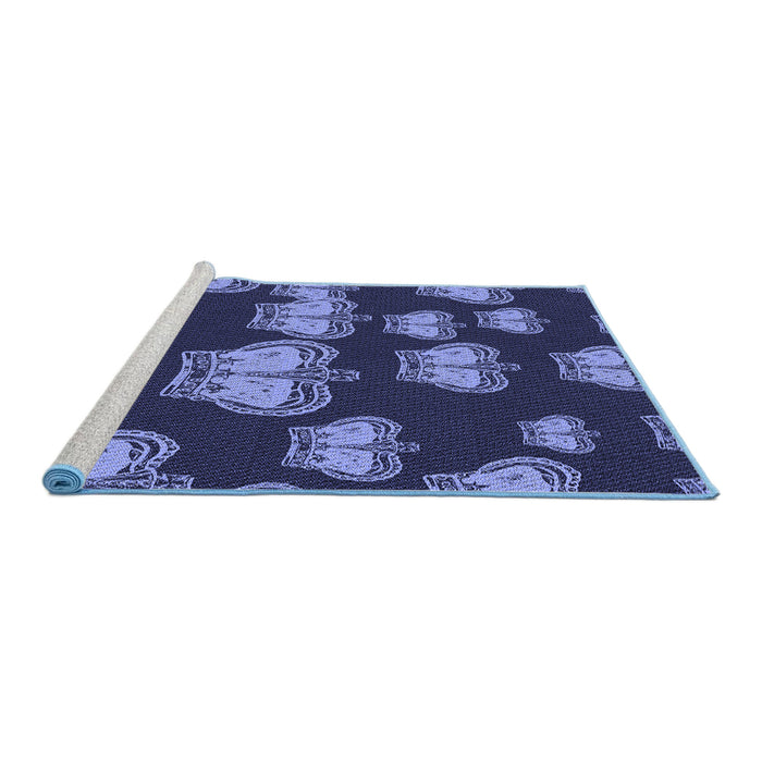 Sideview of Machine Washable Transitional Midnight Blue Rug, wshpat2927blu