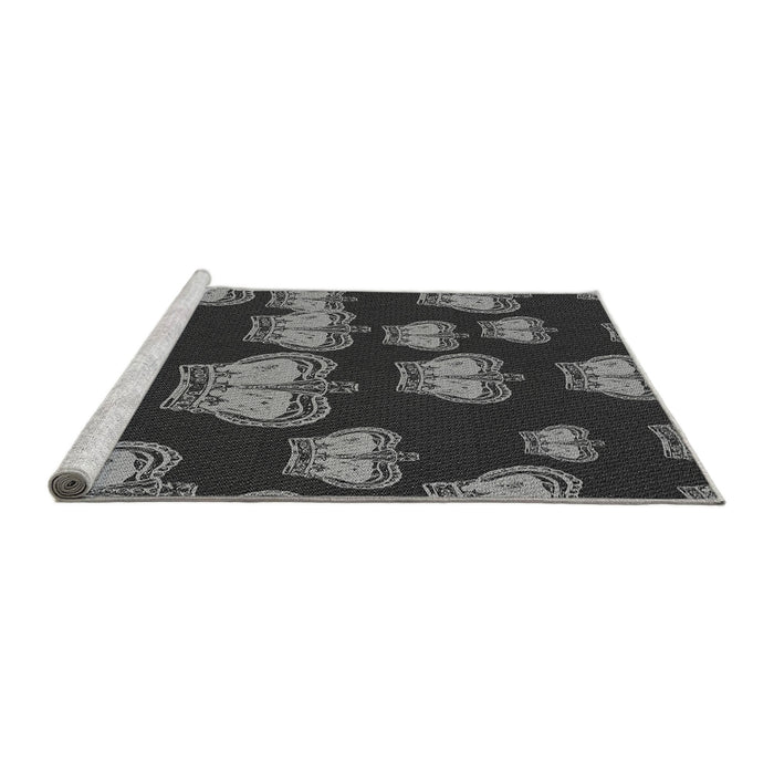 Sideview of Machine Washable Transitional Charcoal Black Rug, wshpat2927gry