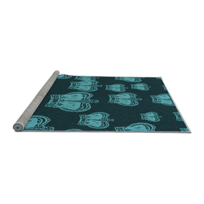 Sideview of Machine Washable Transitional Dark Turquoise Green Rug, wshpat2927lblu
