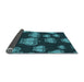 Thickness of Patterned Dark Turquoise Green Rug, pat2927lblu