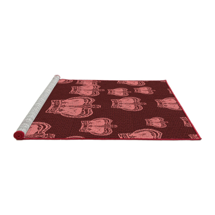 Sideview of Machine Washable Transitional Maroon Red Rug, wshpat2927rd