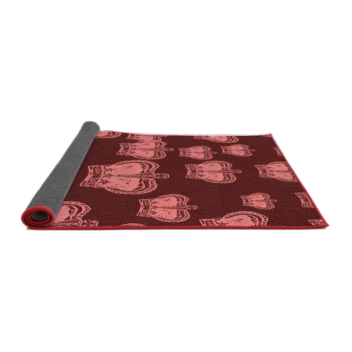 Thickness of Patterned Maroon Red Rug, pat2927rd