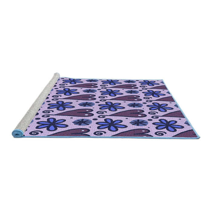 Sideview of Machine Washable Transitional Blue Rug, wshpat2928blu