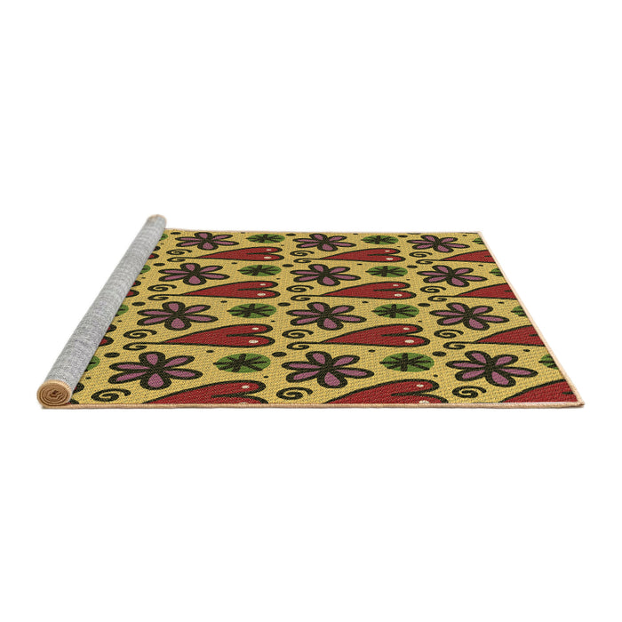 Sideview of Machine Washable Transitional Red Brown Rug, wshpat2928brn