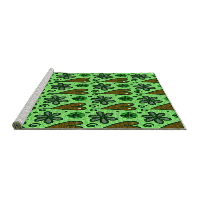 Sideview of Machine Washable Transitional Dark Forest Green Rug, wshpat2928grn