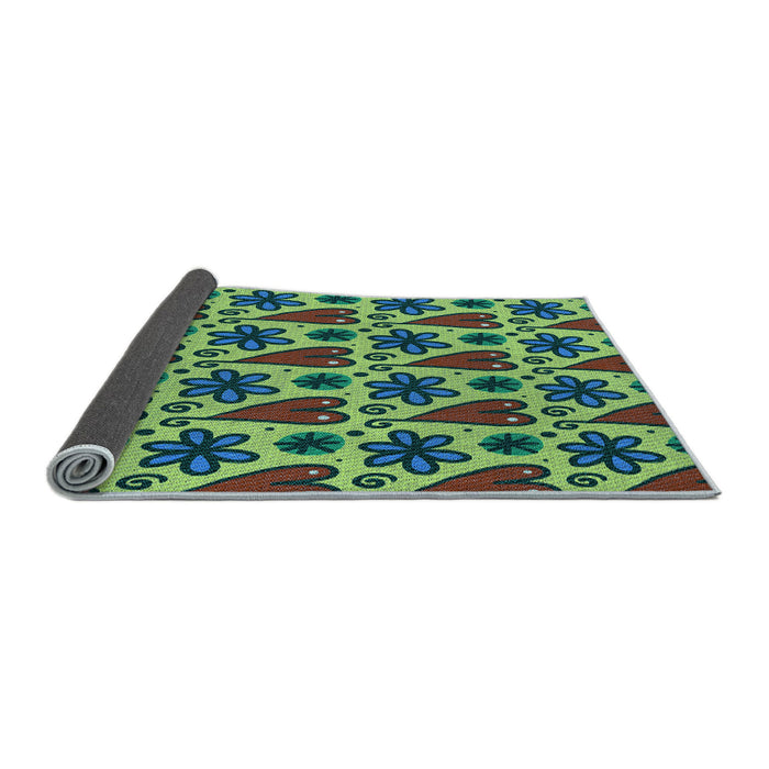 Thickness of Patterned Green Rug, pat2928lblu