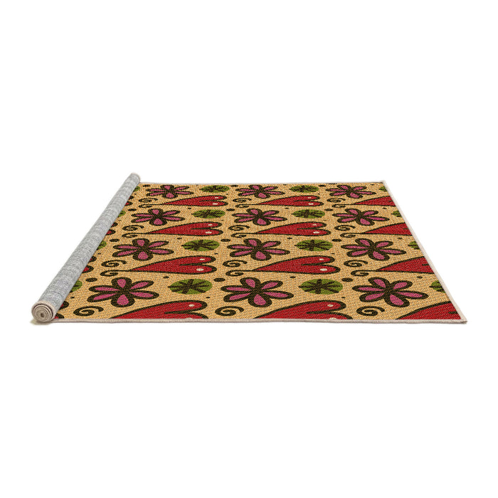 Sideview of Machine Washable Transitional Saffron Red Rug, wshpat2928org