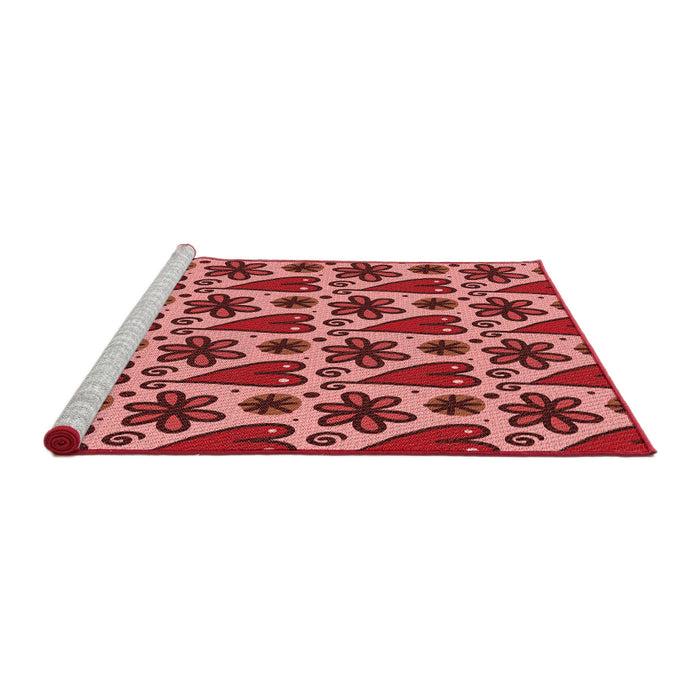 Sideview of Machine Washable Transitional Tomato Red Rug, wshpat2928rd