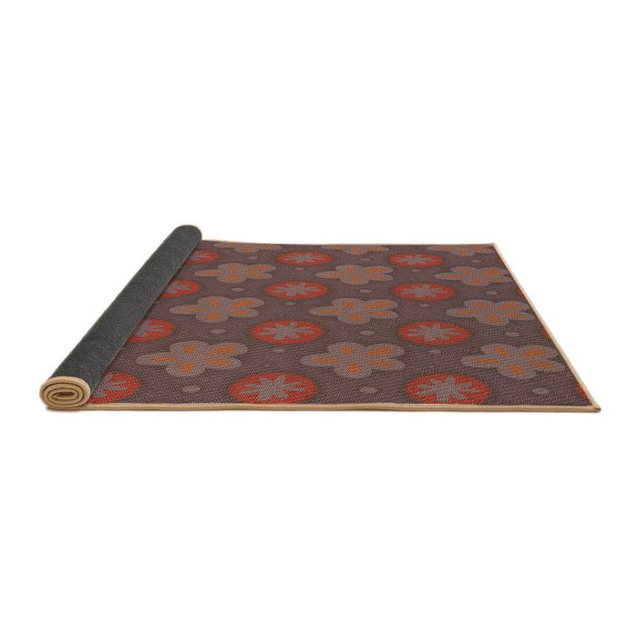 Thickness of Patterned Brown Red Rug, pat2929brn