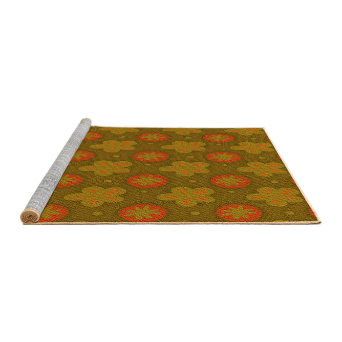 Sideview of Machine Washable Transitional Mahogany Brown Rug, wshpat2929yw