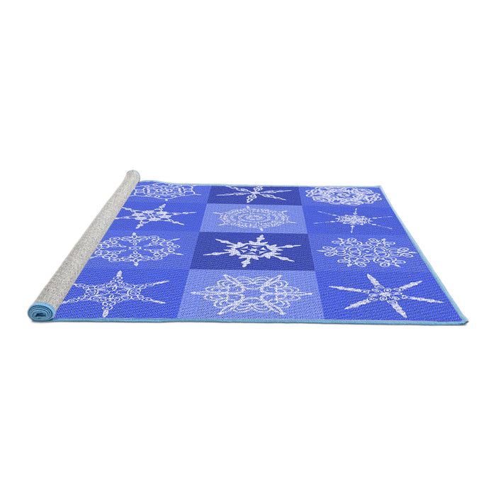 Sideview of Machine Washable Transitional Sky Blue Rug, wshpat293blu