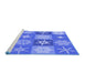 Sideview of Machine Washable Transitional Sky Blue Rug, wshpat293blu