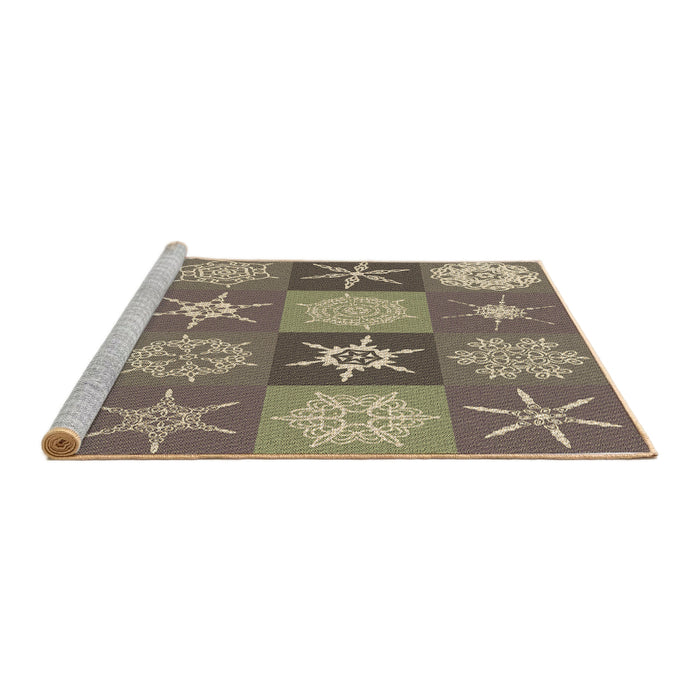 Sideview of Machine Washable Transitional Coffee Brown Rug, wshpat293brn