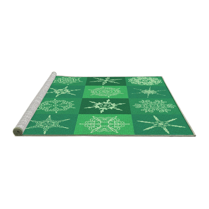 Sideview of Machine Washable Transitional Lime Mint Green Rug, wshpat293grn