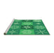 Sideview of Machine Washable Transitional Lime Mint Green Rug, wshpat293grn