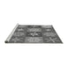 Sideview of Machine Washable Transitional Grey Gray Rug, wshpat293gry