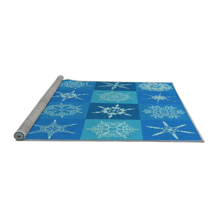 Sideview of Machine Washable Transitional Neon Blue Rug, wshpat293lblu