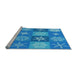 Sideview of Machine Washable Transitional Neon Blue Rug, wshpat293lblu