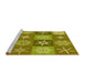 Sideview of Machine Washable Transitional Dark Yellow Green Rug, wshpat293yw