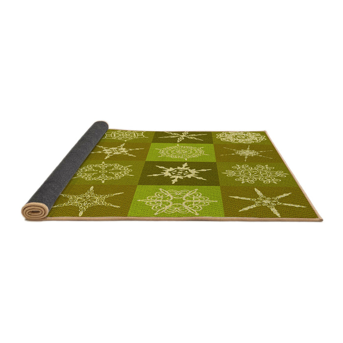 Thickness of Patterned Dark Yellow Green Rug, pat293yw
