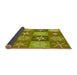 Thickness of Patterned Dark Yellow Green Rug, pat293yw