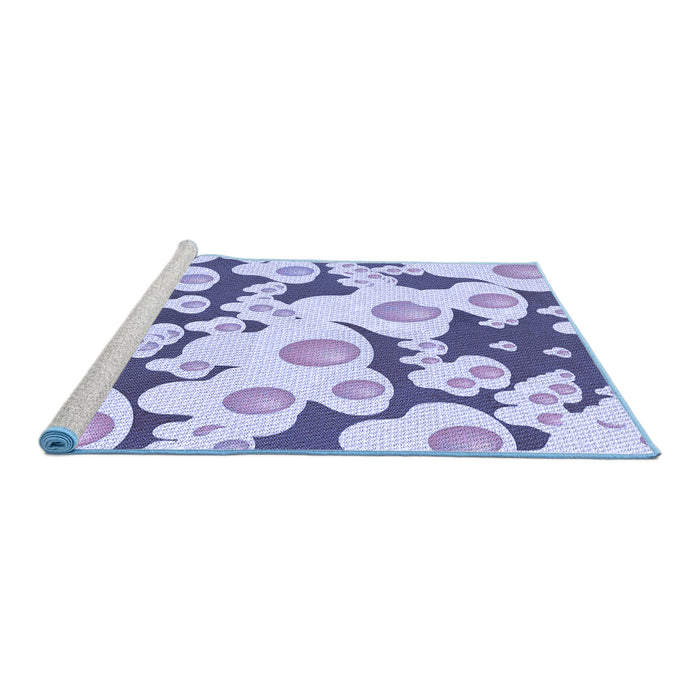 Sideview of Machine Washable Transitional Slate Blue Rug, wshpat2930blu