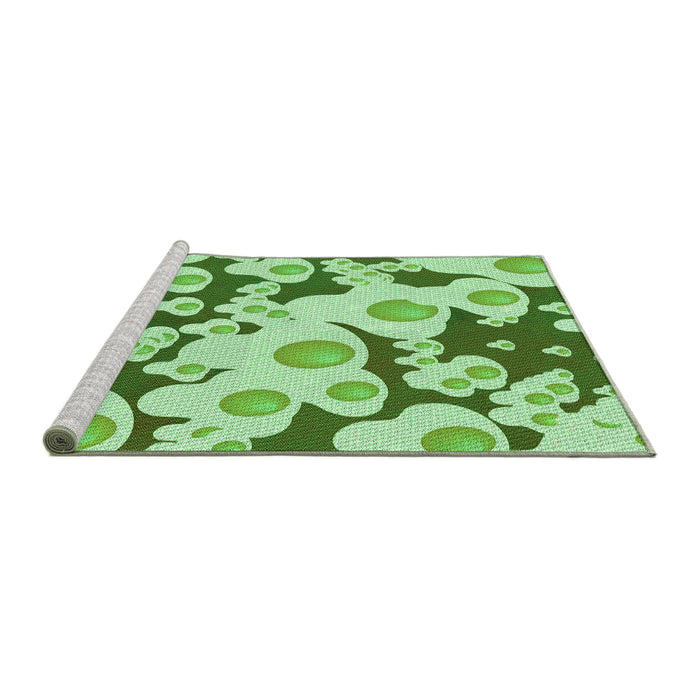 Sideview of Machine Washable Transitional Dark Lime Green Rug, wshpat2930grn