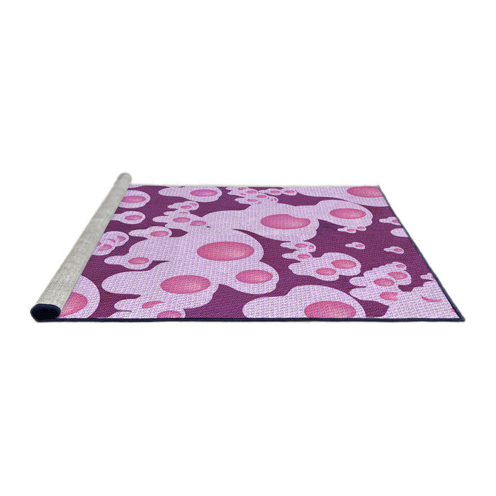 Sideview of Machine Washable Transitional Blossom Pink Rug, wshpat2930pur