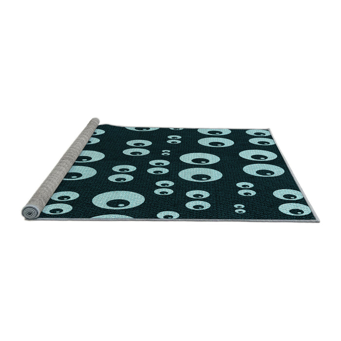 Sideview of Machine Washable Transitional Black Rug, wshpat2931lblu