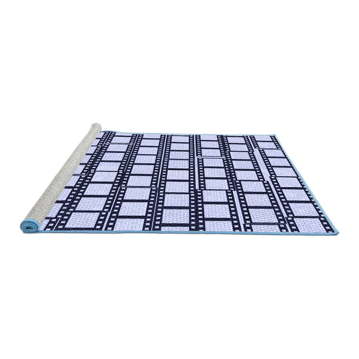 Sideview of Machine Washable Transitional Blue Rug, wshpat2932blu