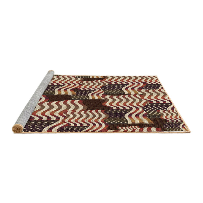 Sideview of Machine Washable Transitional Brown Sugar Brown Rug, wshpat2933brn