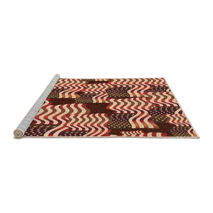 Sideview of Machine Washable Transitional Tomato Red Rug, wshpat2933org