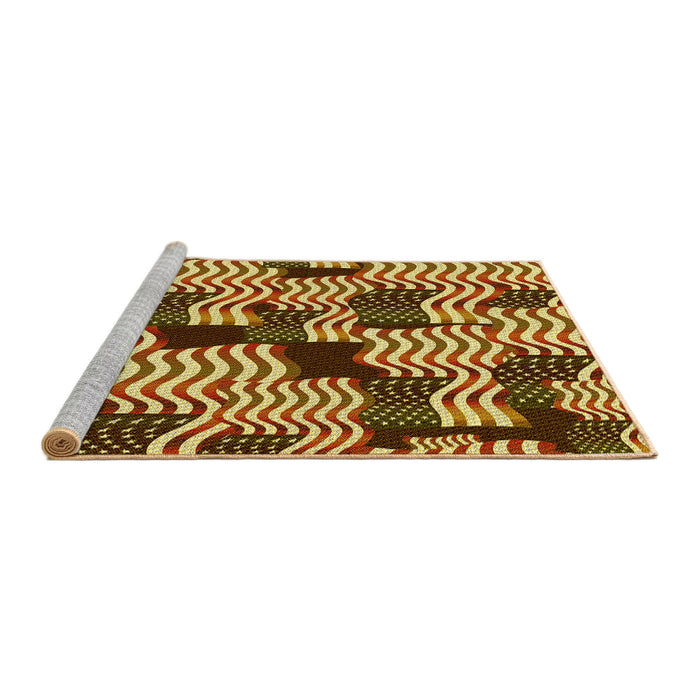 Sideview of Machine Washable Transitional Metallic Gold Rug, wshpat2933yw