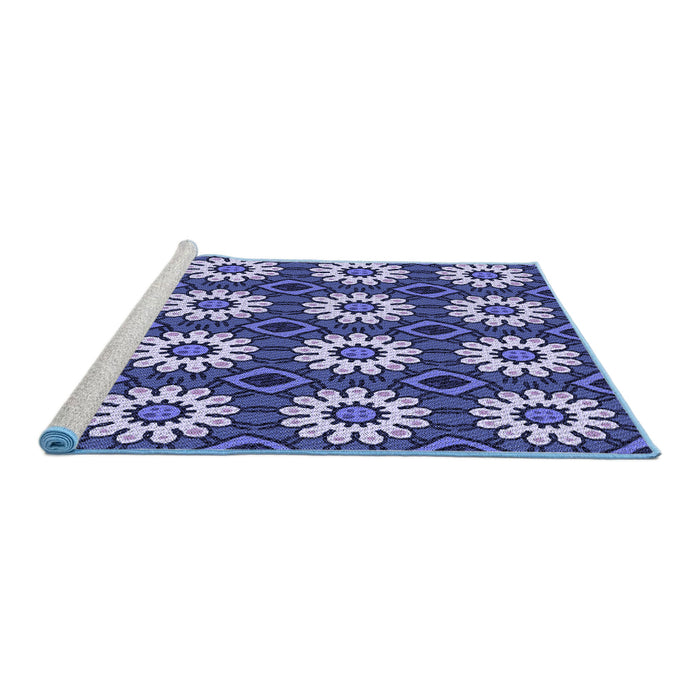 Sideview of Machine Washable Transitional Purple Mimosa Purple Rug, wshpat2934blu