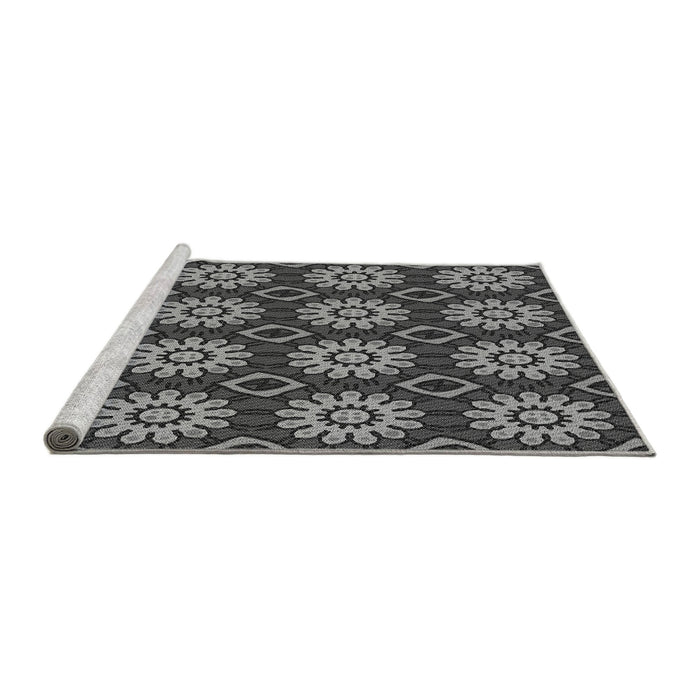 Sideview of Machine Washable Transitional Gunmetal Gray Rug, wshpat2934gry