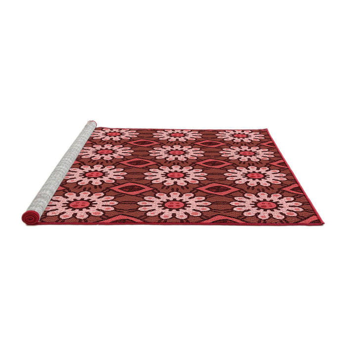 Sideview of Machine Washable Transitional Red Rug, wshpat2934rd