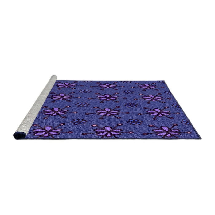 Sideview of Machine Washable Transitional Denim Dark Blue Rug, wshpat2935pur