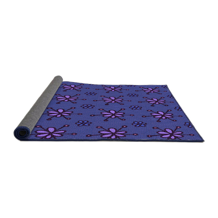 Thickness of Patterned Denim Dark Blue Rug, pat2935pur