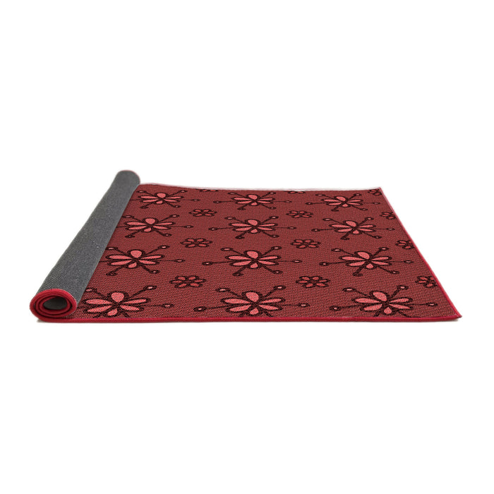Thickness of Patterned Cranberry Red Rug, pat2935rd