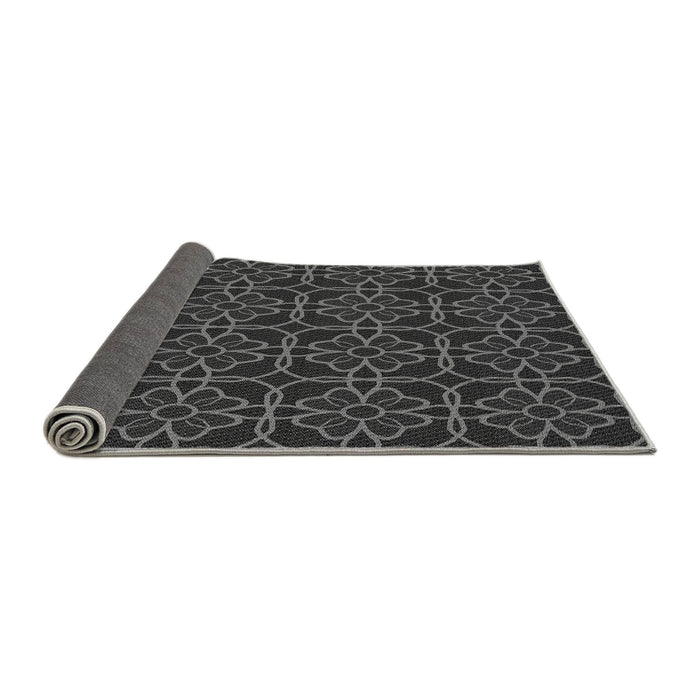 Thickness of Patterned Charcoal Black Rug, pat2936gry
