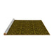 Sideview of Machine Washable Transitional Dark Yellow Green Rug, wshpat2937yw