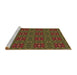 Sideview of Machine Washable Transitional Dark Yellow Green Rug, wshpat2938brn