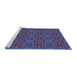 Sideview of Machine Washable Transitional Blue Rug, wshpat2939blu