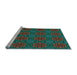 Sideview of Machine Washable Transitional Earth Green Rug, wshpat2939lblu