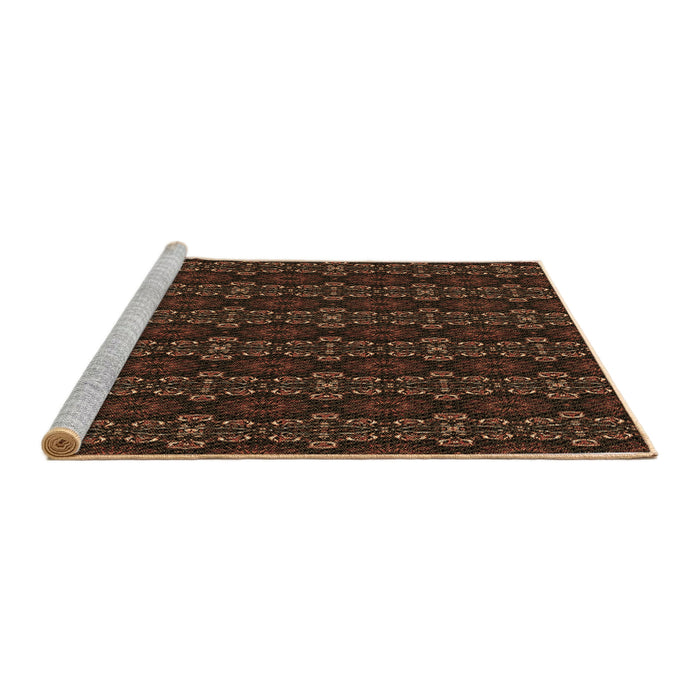 Sideview of Machine Washable Transitional Saddle Brown Rug, wshpat294brn