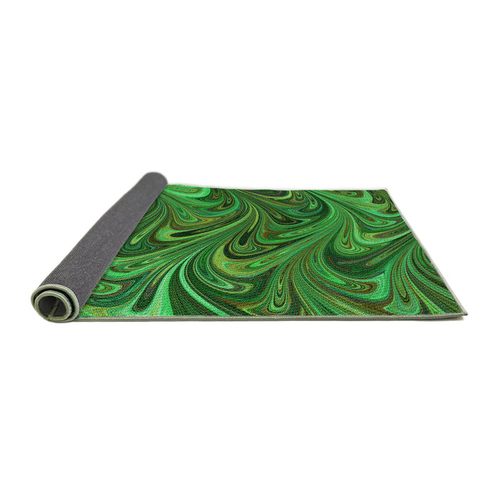 Thickness of Patterned Deep Emerald Green Rug, pat2940grn