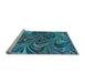 Sideview of Machine Washable Transitional Dark Turquoise Green Rug, wshpat2940lblu